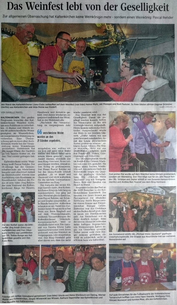 PR-Segeberger Zeitung Weinfest Juli 2015 vom Kaltenkirchener-Ring
