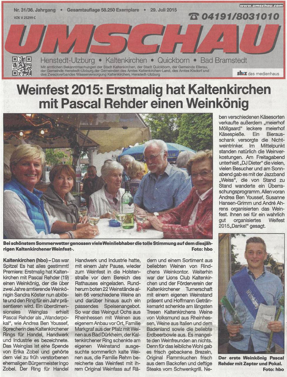 Pressebericht Umschau zum Weinfest 2015