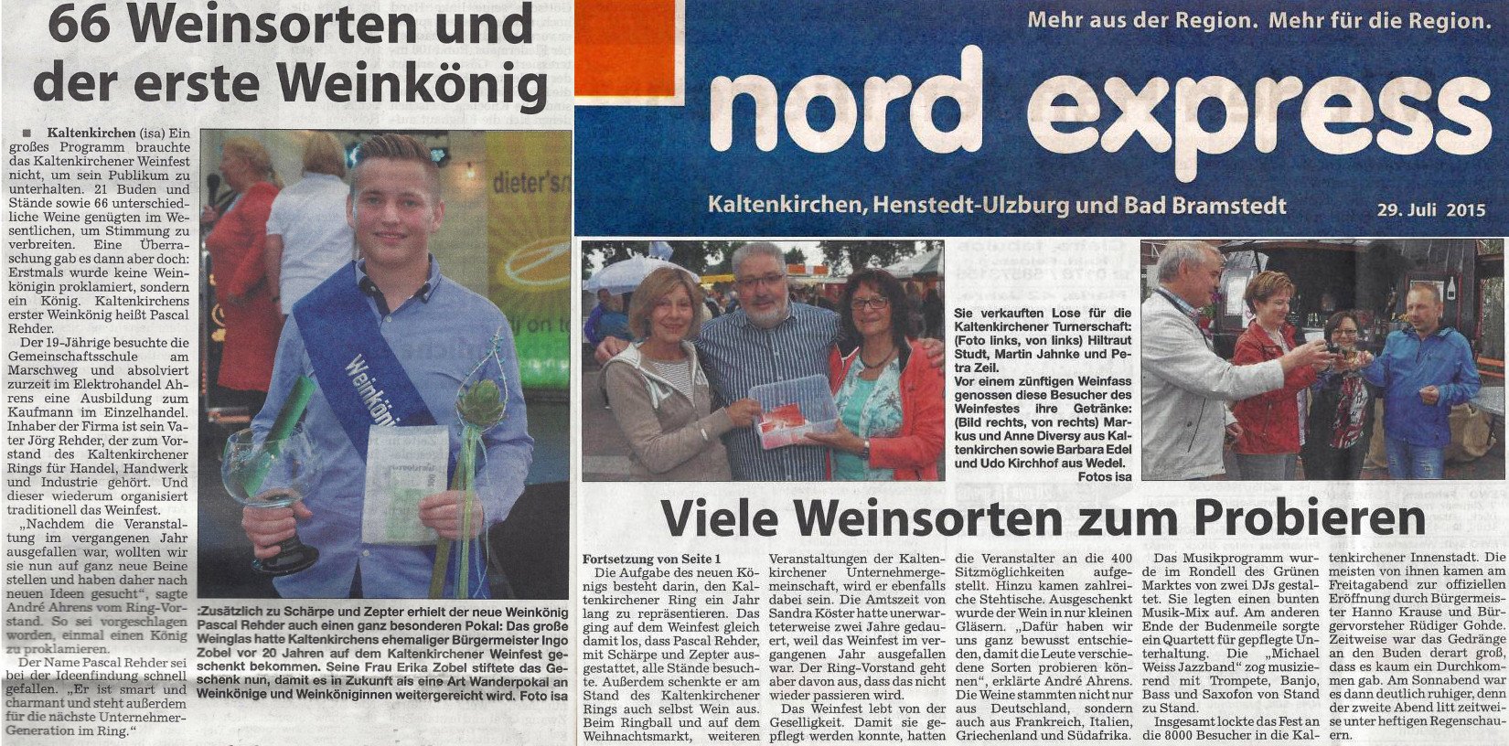 Nordexpress Bericht über das Weinfest des Kaltenkirchener-Ring im Juli 2015