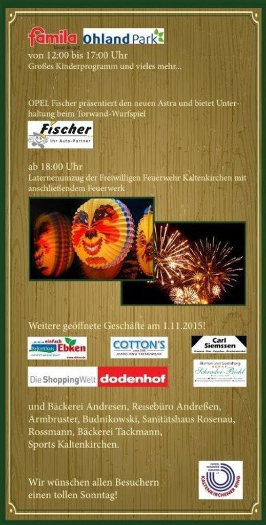 Kürbisfest 2015 und verkaufsoffener Sonntag