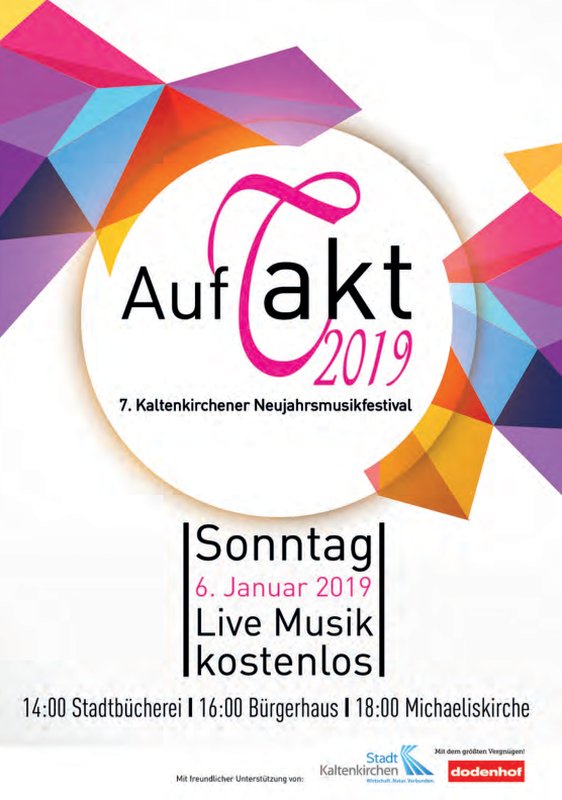Auftakt 2019 - 7. Kaltenkirchener Neujahrs-Musikfestival am 6. Januar 2019