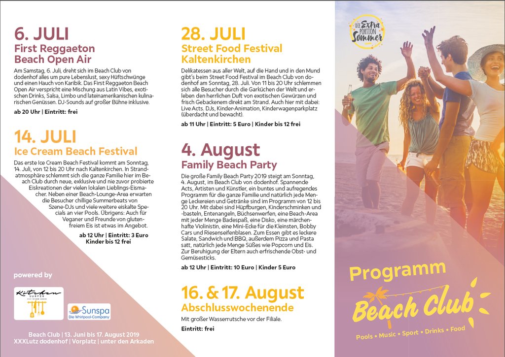 Beach-Club-Programm Flyer